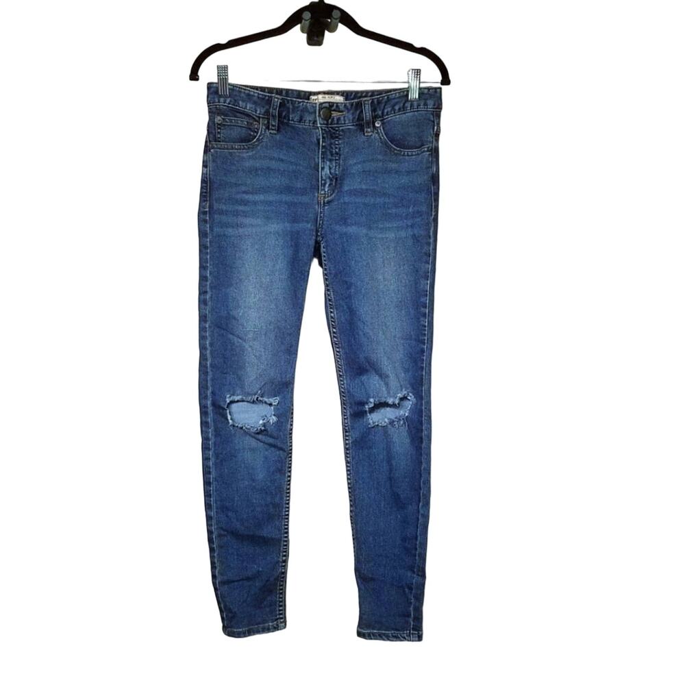 Free People Busted Knee Skinny Mid-Rise Ankle Jeans Size 27